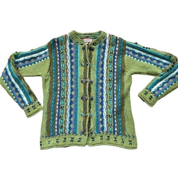 Newari | Sweaters | Newari Icelandic Wool Cardigan Sweater Sz Sm 3d Chunky Hand Knitted In Nepal 